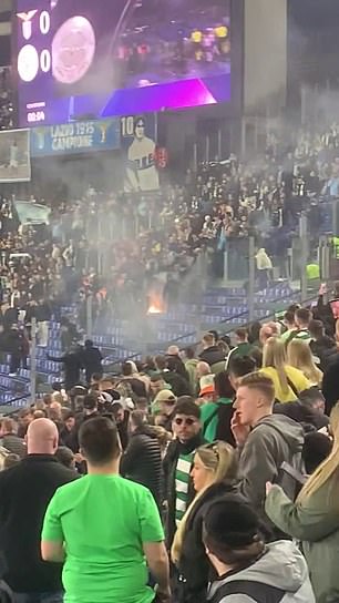 Celtic fans responded by firing their own rocket at the home team