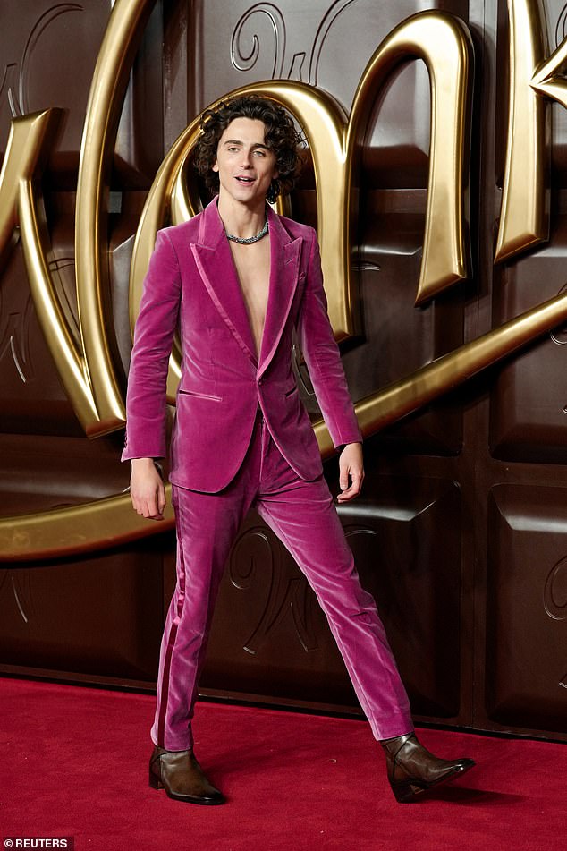 The film had its world premiere in London on Tuesday evening with lead actor Timothee Chalamet pictured on the red carpet.