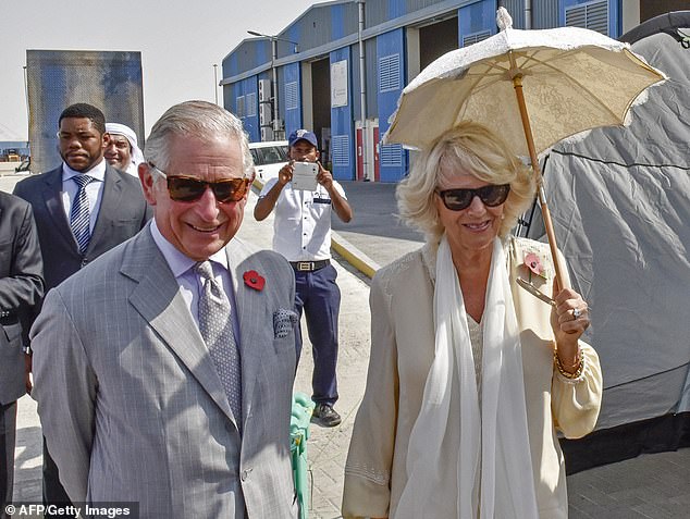 King Charles and Queen Camilla during a visit to Dubai Humanitarian International City in 2016