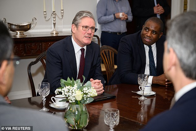 Labor Party Leader Keir Starmer meets with Prime Minister of Greece Kyriakos Mitsotakis (not pictured) on November 27, 2023 in London, Great Britain