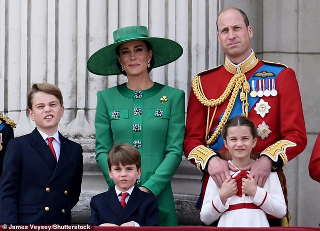 Kate and William pictured with their three children George, Charlotte and Louis