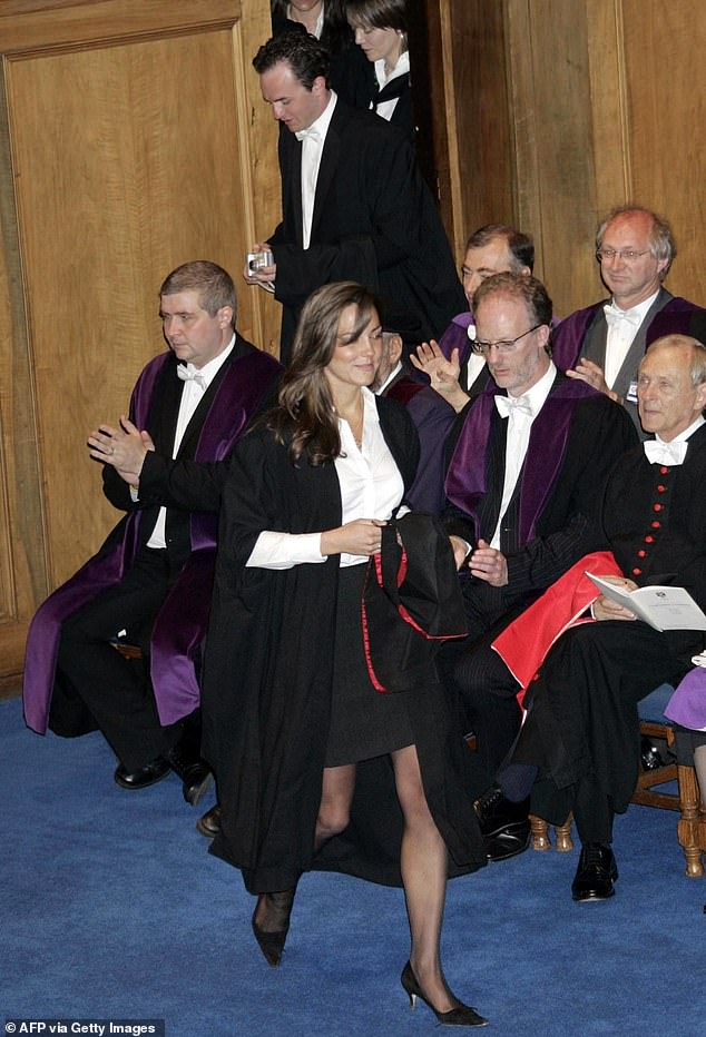 Kate Middleton at her graduation ceremony in St Andrews, Scotland, June 23, 2005