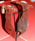 A chastity belt made of iron and velvet