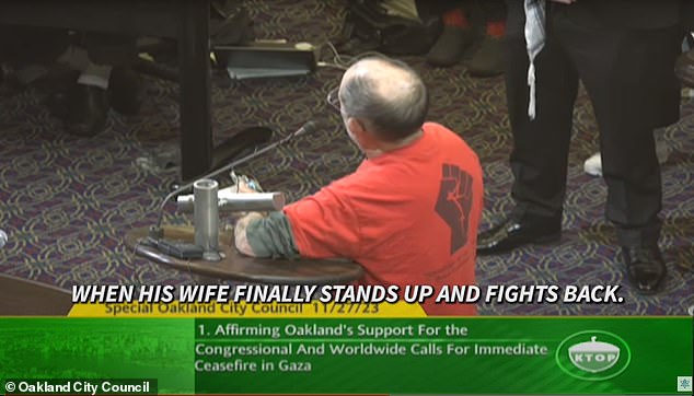 This man told the meeting, “Hearing Israel complaining about Hamas violence is like listening to a wife beater complain when his wife finally stands up and fights back.”