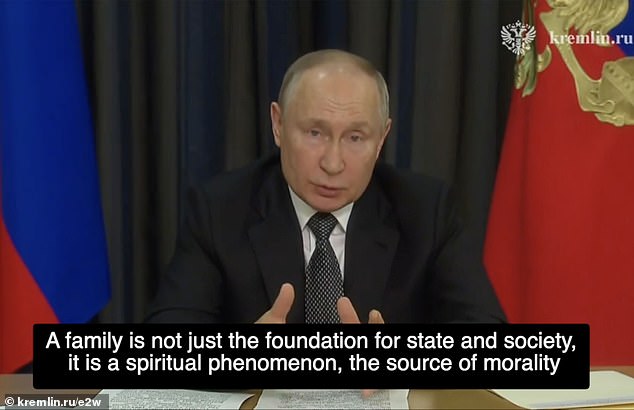 Putin said on Tuesday that it is a moral imperative to start a family