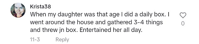 Many parents loved the idea and suggested that in addition to the kitchen utensils, she give Kennedy a kitchen set to play with