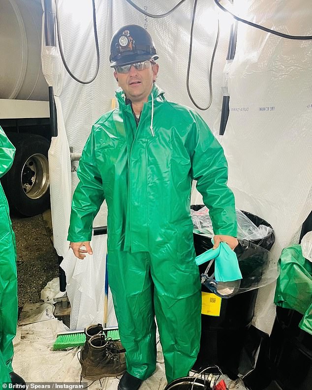 'My big brother who is like a father and my best friend!!'  Britney captioned the photo of Bryan rocking a pair of green safety overalls and a hard hat.  