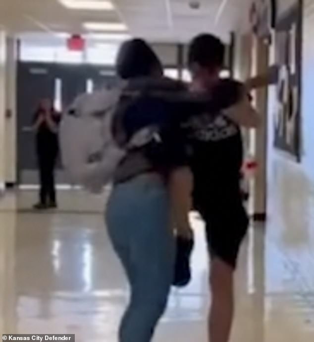 The fight continues in the school hallway