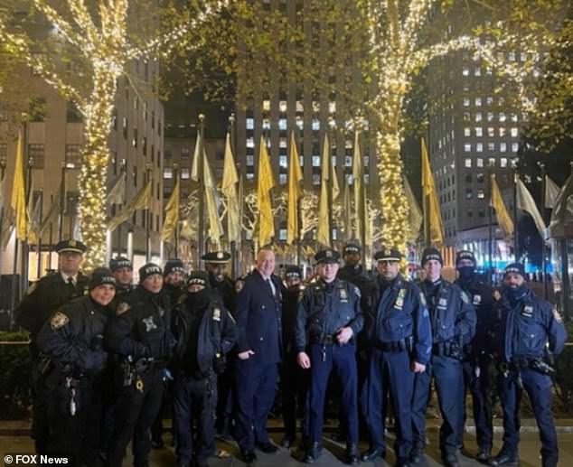 By mid-day there was already a heavy police presence with additional security barriers and officers lining the surrounding streets