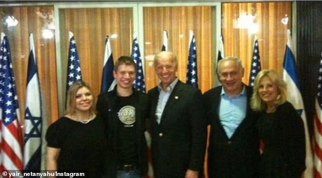 Biden has placed great value on his close relationship with Netanyahu.  The then vice president is seen here in Israel in 2011 with Netanyahu and his son Yair (second from left) and with Jill Biden (right)