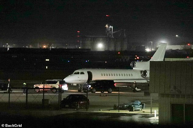 Swift's plane is seen on the tarmac in Kansas City on Wednesday evening