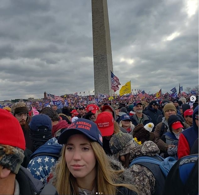 Roice had posted a carousel of three photos during the riot, none of which showed her face.  One showed another woman wearing a MAGA hat, seen here