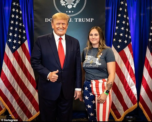 Roice McCollum is seen here posing with former President Trump in one of her Instagram posts