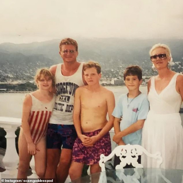 Mize (second from left) is pictured with his daughter Angela, his son Will, his cousin Ryan and Ryan's mother in the 1990s