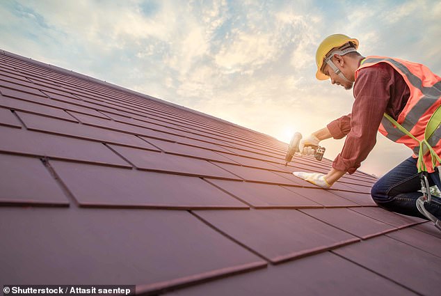 Roofers were one of the jobs considered least likely to be replaced by AI because it was technically difficult work in an unpredictable environment (stock image)