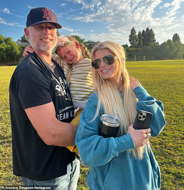 But now that her children Maxwell Drew, 11, Ace Knute, 10, and Birdie Mae, four, are back in school, they are in Los Angeles with their father Eric Johnson, 44