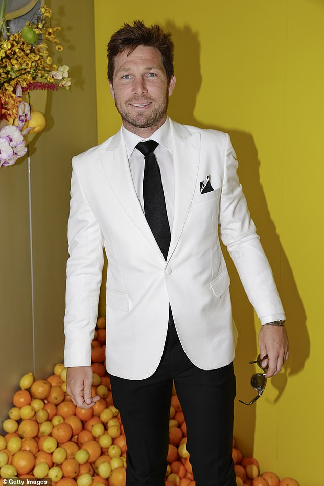 AFL giant Toby Greene pictured in the Schweppes Marquee at the Birdcage after promising his pregnant wife he would be home by midnight