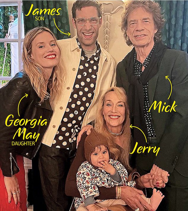 What a picture of joyful family unity Rolling Stone Mick Jagger and Jerry Hall create