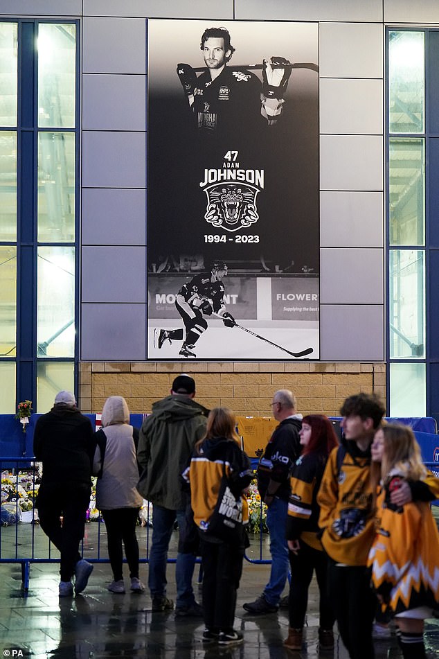 Many fans gathered outside the Motorpoint Arena for Adam Johnson's memorial