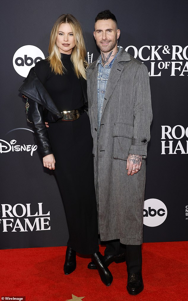 Date night: Adam Levine and Behati Prinsloo hung out Friday night at the Rock and Roll Hall of Fame induction ceremony in New York City