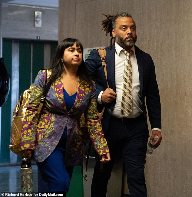 Adam Foss, 43, has been acquitted of rape and sexual abuse charges after prosecutors alleged he raped a woman in a New York hotel room in 2017.  Pictured next to his lawyer Priya Chaudhry