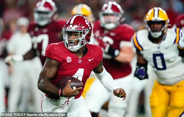 Jalen Milroe (4) and the Alabama Crimson Tide held off No. 14 LSU and won 42-28