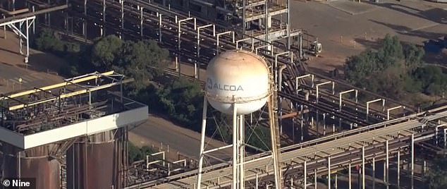 The incident took place on Tuesday at a refinery owned by mining giant Alcoa, in Pinjarra, about 90km south of Perth.