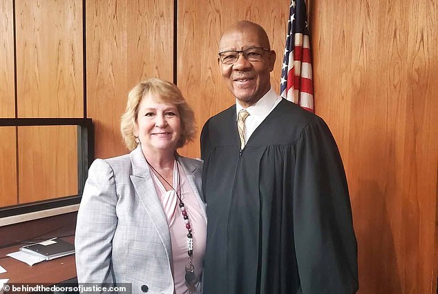 Colleton County Clerk Becky Hill, pictured with Judge Clifton Newman, is accused by Murdaugh's defense team of influencing the jury as they seek a new trial.