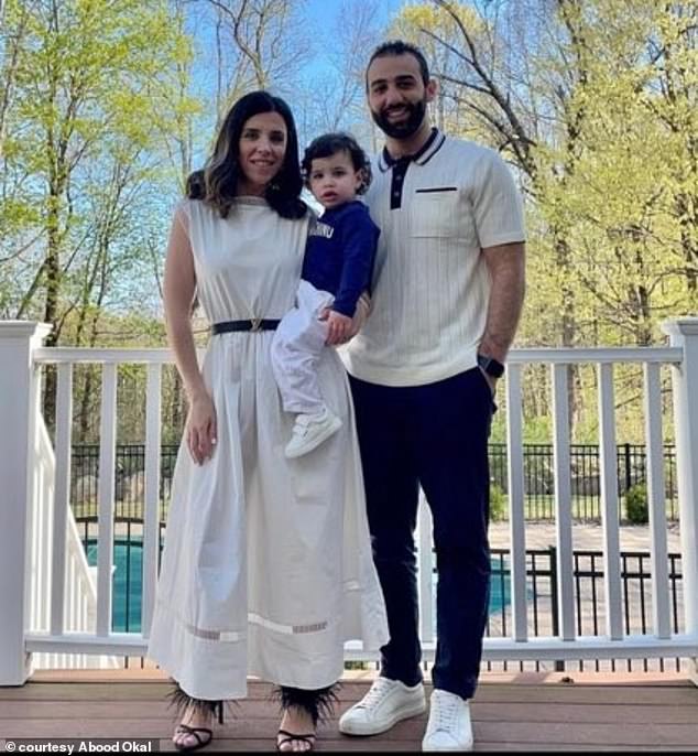 Abood Okal (right), his wife Wafa Sufian (left) and their one-year-old son have been stuck in Gaza since the Hamas terrorist attacks more than three weeks earlier.  Massachusetts U.S. citizens claim they still have no safe or viable path out of the Gaza Strip