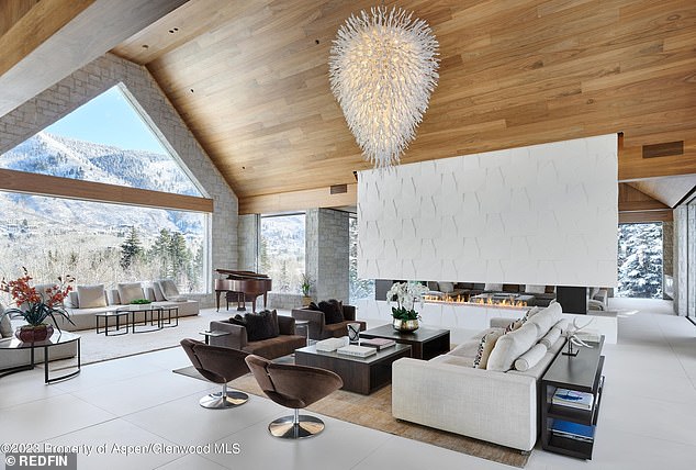 Luxury homes have risen in price by 9 percent in the past year.  Pictured: A seven-bedroom, 10-bathroom mansion in Aspen, Colorado, that sold for $76 million.  It is the most expensive home to sell in the US in the third financial quarter