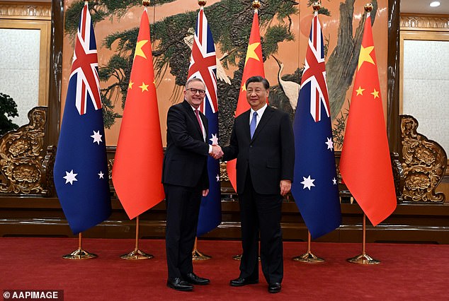 Anthony Albanese meets with Chinese President Xi Jinping at the Great Hall of the People in Beijing