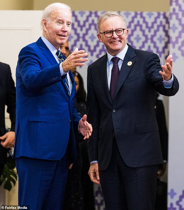 Anthony Albanese has revealed he and Peter V'Landys will do everything they can to get US President Joe Biden (pictured left) to the NRL's historic double header in Las Vegas