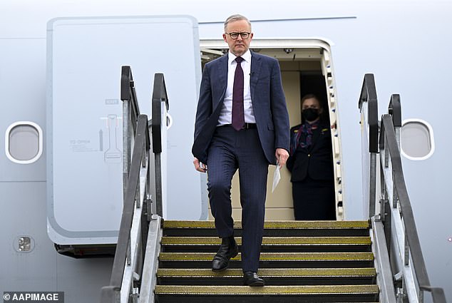 Anthony Albanese (pictured) has responded to 'Airbus Albo' criticism with a simple eight-word response after he was criticized for making four foreign trips in a month