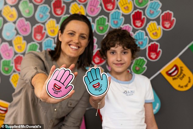 The swimming champion's visit took place ahead of Saturday's McHappy Day, the well-known annual fundraiser that helps sick children