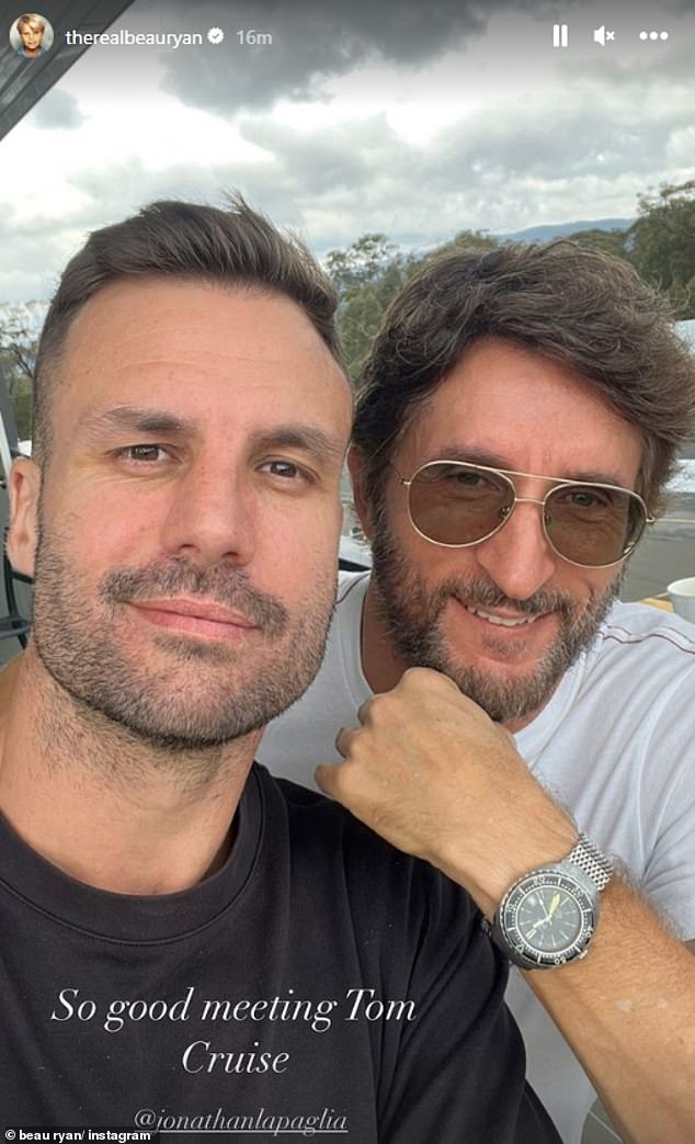 Beau Ryan (left) mistook Jonathan LaPaglia (right) for Tom Cruise on Wednesday after the pair posed together for a selfie that was later shared on Instagram