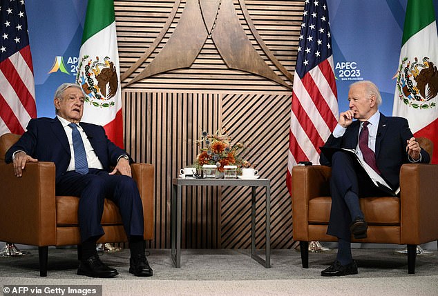 President Joe Biden raised border enforcement and fentanyl production during his one-on-one meeting with Mexican President Andres Manuel Lopez Obrador in San Francisco