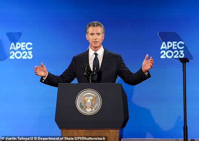 California Governor Gavin Newsom praised his state during the PEC leaders' welcome reception and spoke of California's 'dream'