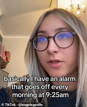 Angele Sofia, a British TikToker, claims she is 'haunted' by an alarm that goes off every morning at 9:25 AM