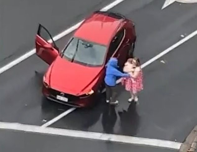 A quick-thinking mother has managed to retrieve her child, who was trapped in the back of her suspected stolen car, by using her phone's tracking system