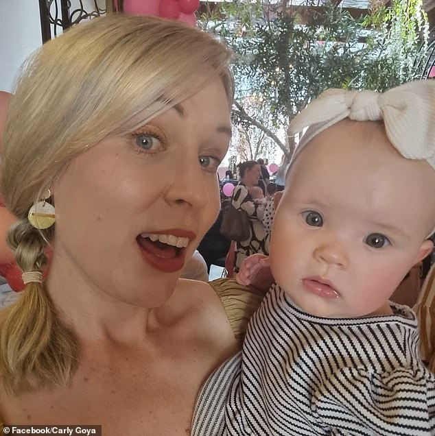 Doctors told Brisbane mother Carly Goya (left) that her six-month-old daughter Mabel's (right) illness was due to a stomach flu after rushing her to hospital in September 2021.