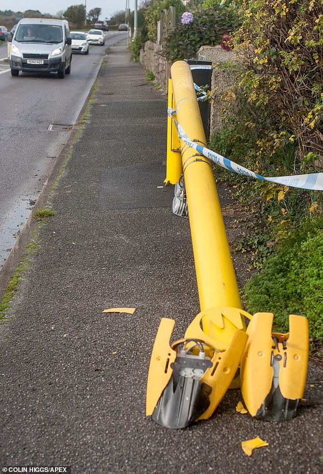 Britain's new two-way 'ultra' speed camera is under attack: a vigilante has hacked down one of the latest hi-tech roadside cameras in Cornwall