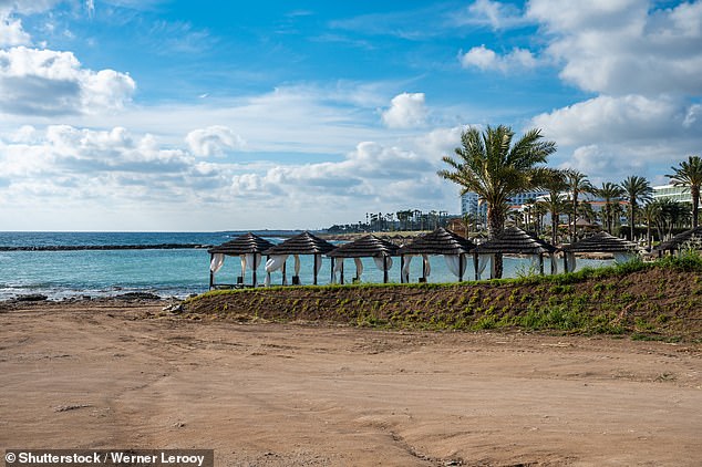 He was swimming in Yeroskipou (pictured), a coastal town in western Cyprus, when he suddenly felt unwell, according to local media reports.