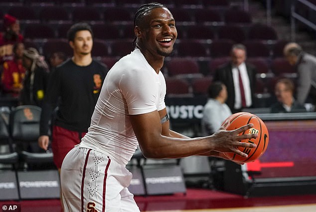 Southern California guard Bronny James seemed eager to be part of the shooting on Sunday