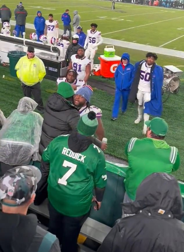 Buffalo Bills star Jordan Phillips stood in front of a Philadelphia Eagles fan on Sunday night