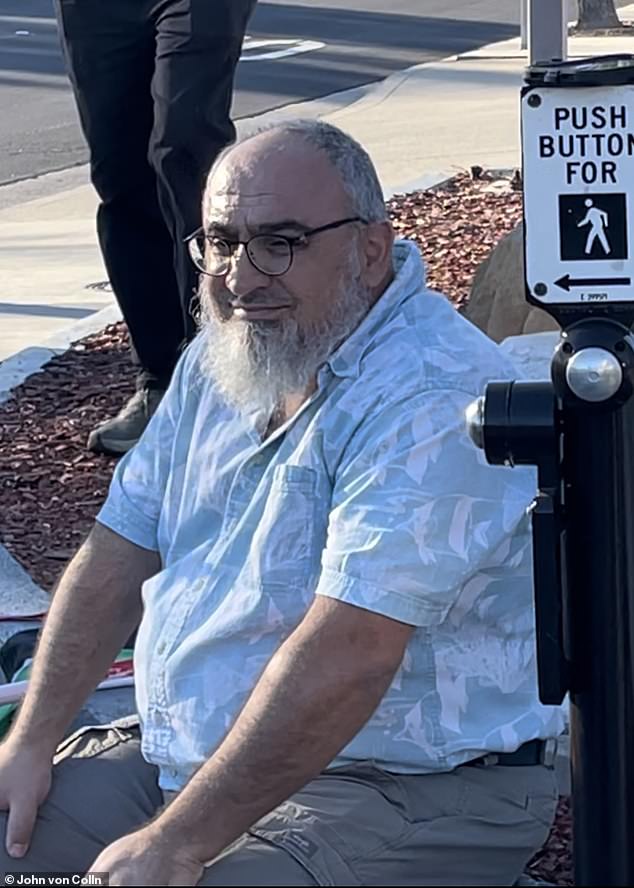 Loay Alnaji, 50, has been taken into custody on charges of involuntary manslaughter.  He is shown at the protest where Kessler was fatally injured