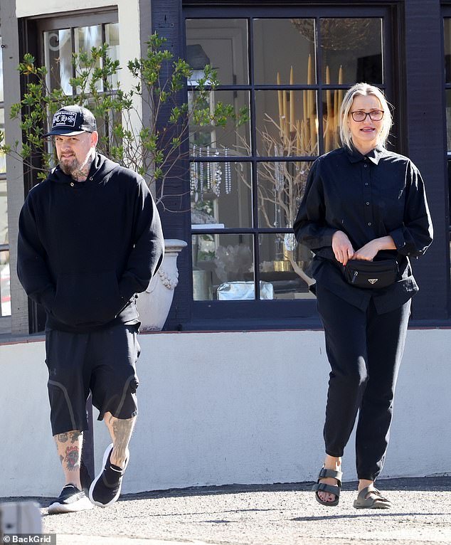 On the hunt: Cameron Diaz, 51, and husband Benji Madden, 44, went shopping for Christmas gifts in Santa Barbara, California on Black Friday