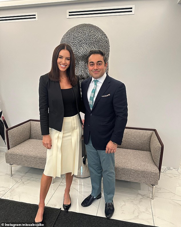 Plastic surgeon Dr Sachin Shridharani has revealed why young people should stay away from facial fillers as they can make them look old.  (Alex Pike and Dr. Shridharani pictured together)