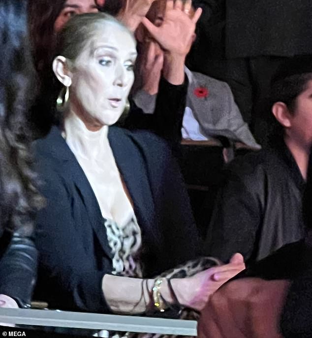 Captivated: Celine Dion looked in good spirits as she watched Katy Perry perform one of her final residency concerts in Las Vegas on Sunday