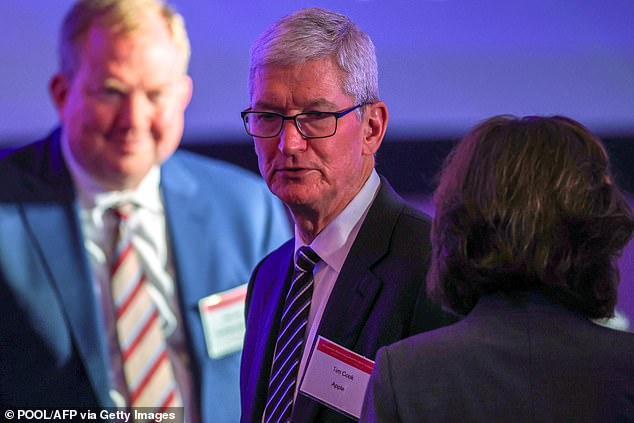 Many US business leaders, including Apple's Tim Cook (pictured), attended the $40,000-per-head soiree on the sidelines of the APEC summit in San Francisco on Wednesday evening.  The dinner included remarks from Chinese President Xi Jinping