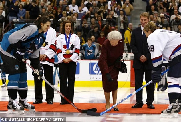 The late Queen Elizabeth II dropped the puck in 2002 when the same teams played on her Golden Jubilee tour while she was on an 11-day tour of Canada